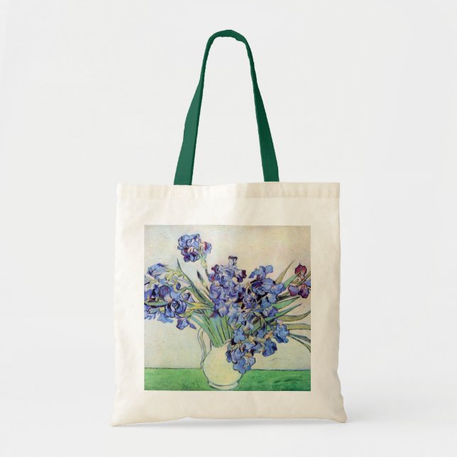 Bolsa Tote Vaso de Natureza Morta com Íris de Vincent van Gog (Frente)