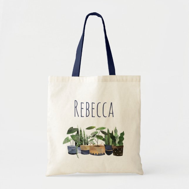 Bolsa Tote Vaso de Planta Personalizado & Cacto  (Frente)