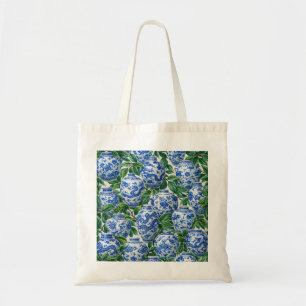 Bolsa Tote Vaso de Porcelana Azul Chinês em Formato de Jarrin