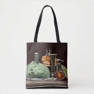 Bolsa Tote Vaso Verde Fruta expressionista