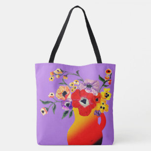 Bolsa Tote Vaso Vermelho das Flores Grande Saco de Tota