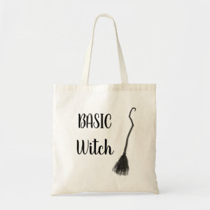 Bolsa Tote Vassoura de bruxa personalizada em BASIC Presente 