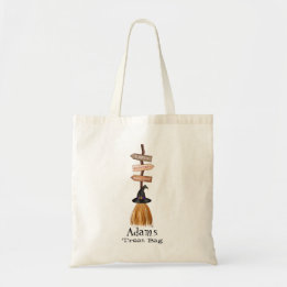 Bolsa Tote Vassoura de Halloween Personalizada para Doce ou T