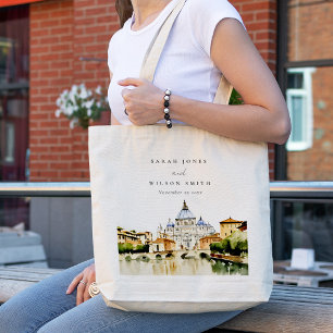 Bolsa Tote Vaticano Roma Itália Watercolor Landscape Weding