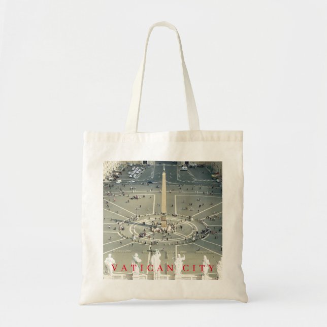 Bolsa Tote Vaticano Rua.Almofada de vista de obelisk quadrado (Frente)