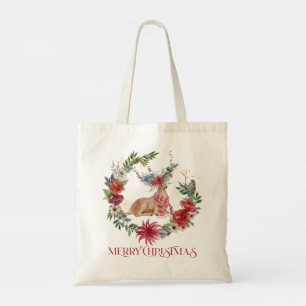 Bolsa Tote Vedante de Natal, Tipografia e coroa floral