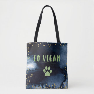 Bolsa Tote Vegan Animal Paw Watercolor Ink Tipografia Dourada