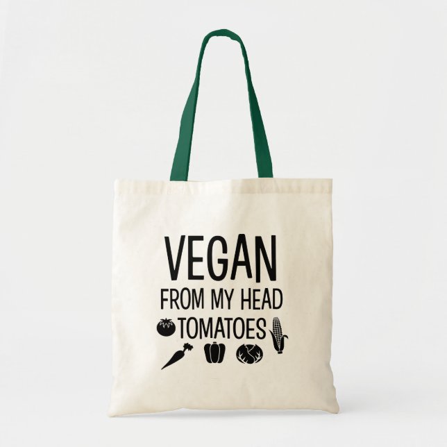Bolsa Tote Vegan da minha cabeça Tomates, saco engraçado (Frente)