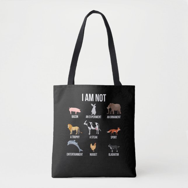 Bolsa Tote Vegan Life Statement Rescut Animal Rights Veggie (Frente)