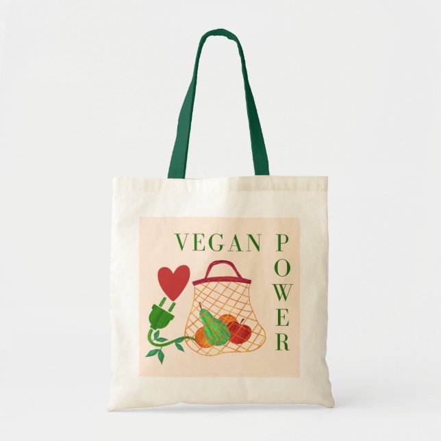 Bolsa Tote Vegan Power Veggie Charger Heart Tote Bag (Frente)