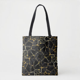 Bolsa Tote Veia Dourada Kintsugi Preta