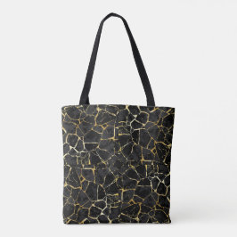 Bolsa Tote Veia Dourada Kintsugi Preta