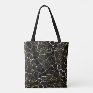 Bolsa Tote Veia Dourada Kintsugi Preta