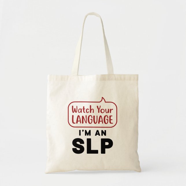 Bolsa Tote Veja seu idioma, sou um SLP (Frente)