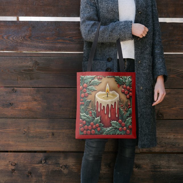 Bolsa Tote Vela de Natal Vermelha (Criador carregado)