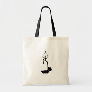 Bolsa Tote Vela Elegante Preta e Branca em Chamas em Estilo V