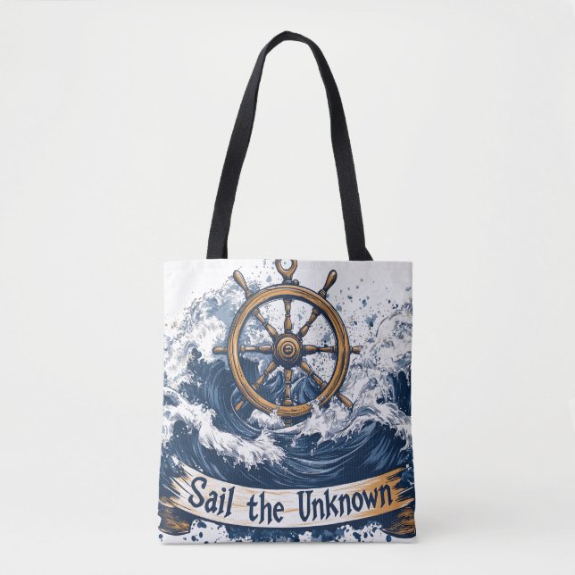 Bolsa Tote "Velejar o Desconhecido" - Design de inspiração ná (Frente)