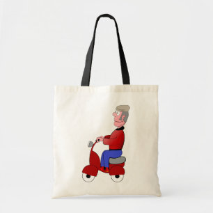 Bolsa Tote Velho Divertido Andando de Lambreta Vermelha