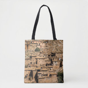 Bolsa Tote Velho povoado rural tradicional em Marrocos. Tr