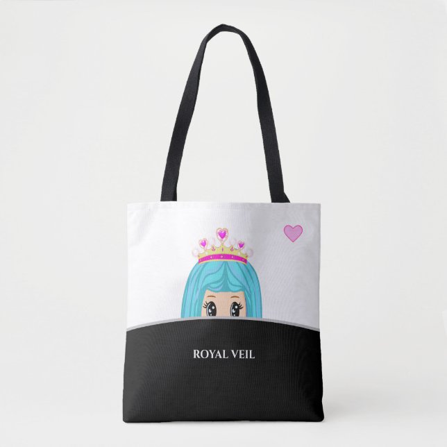 Bolsa Tote Velo real em preto e branco (Frente)