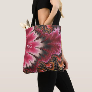Bolsa Tote Velvety Rosy Floral Look Fractal Abstrato Monogram