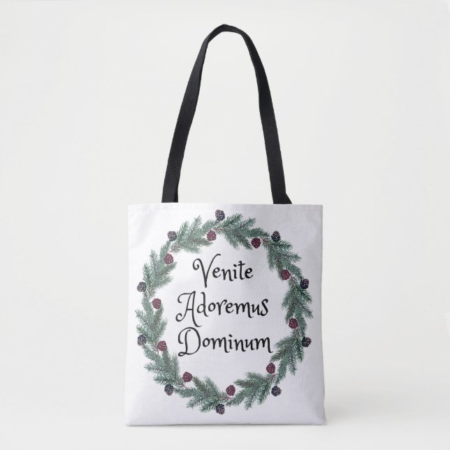 Bolsa Tote Venite Adoremus Dominum Natal Religioso Latino (Frente)