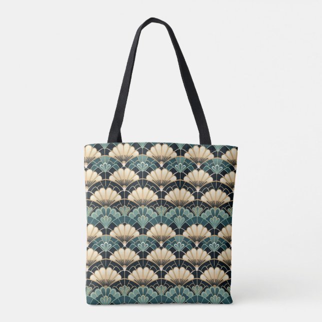 Bolsa Tote Ventilador Escalado Deco De Arte Teal Escura Padrã (Verso)