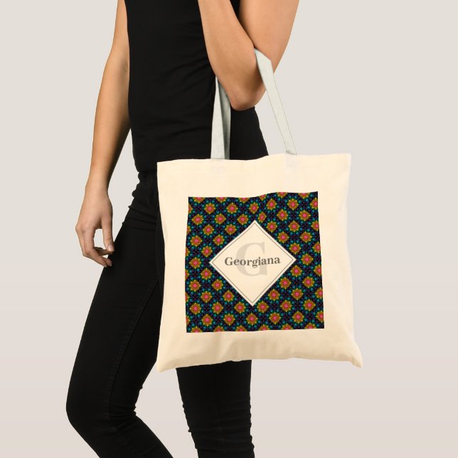 Bolsa Tote Ventiladores personalizados do Rainbow Floral Foun (Frente (produto))