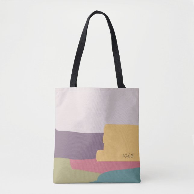 Bolsa Tote Verão Colorido Abstrato Monogramado (Frente)