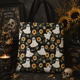 Bolsa Tote Verão de Fantasmas & Girassóis Gótico Assustador