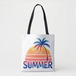 Bolsa Tote Verão pôr do sol retrô palmeira
