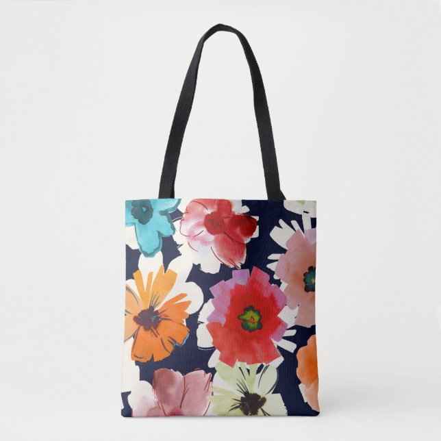 Bolsa Tote Verão tropical | Design de florais coloridos (Frente)
