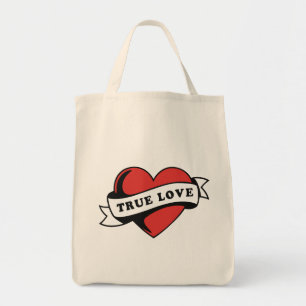 Bolsa Tote Verdadeiro Coração de Tatuagem de Amor Clássico