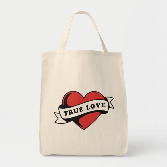 Bolsa Tote Verdadeiro Coração de Tatuagem de Amor | Clássico  (Frente)