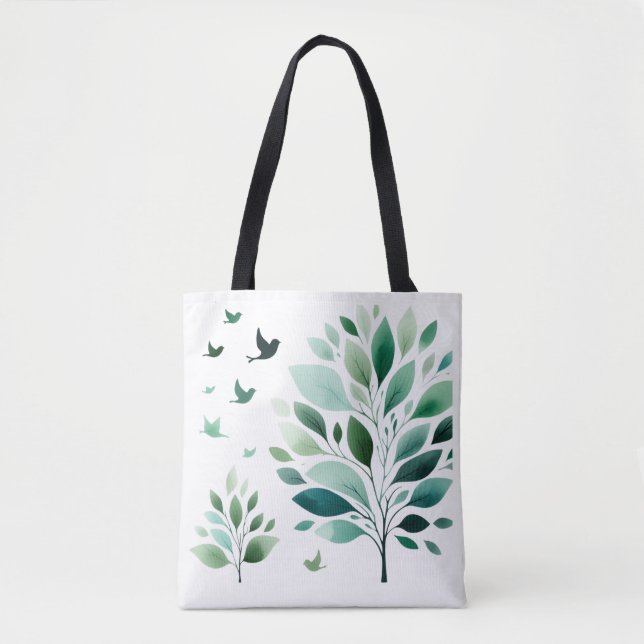 Bolsa Tote Verdant Whispers Chickadee (Frente)