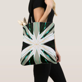Bolsa Tote Verde Branco bege Winter Xmas Starburst Snowflake