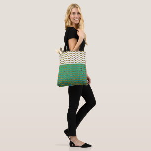 Bolsa Tote Verde branco Ombre de turquesa de Chevron do
