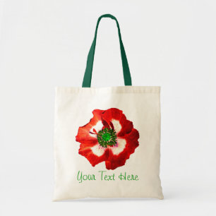 Bolsa Tote Verde branco vermelho da papoila do "sacola seu