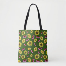 Bolsa Tote Verde Cor-de-rosa, Amarelo-Sol, Verão