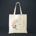 Bolsa Tote Verde e Dourado Saco Floral Elegante Geométrico<br><div class="desc">Esta bolsa geométrica de tote elegante verde e ouro é o presente perfeito para apresentar suas damas de honra para um casamento rústico. A design apresenta rosas brancos,  cor-de-rosa e pincéis pintados à mão e um toque de verde,  adoráveis quadros geométricos de ouro,  inspiradora beleza artística.</div>