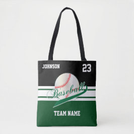 Bolsa Tote Verde escuro e preto para uma equipe de beisebol
