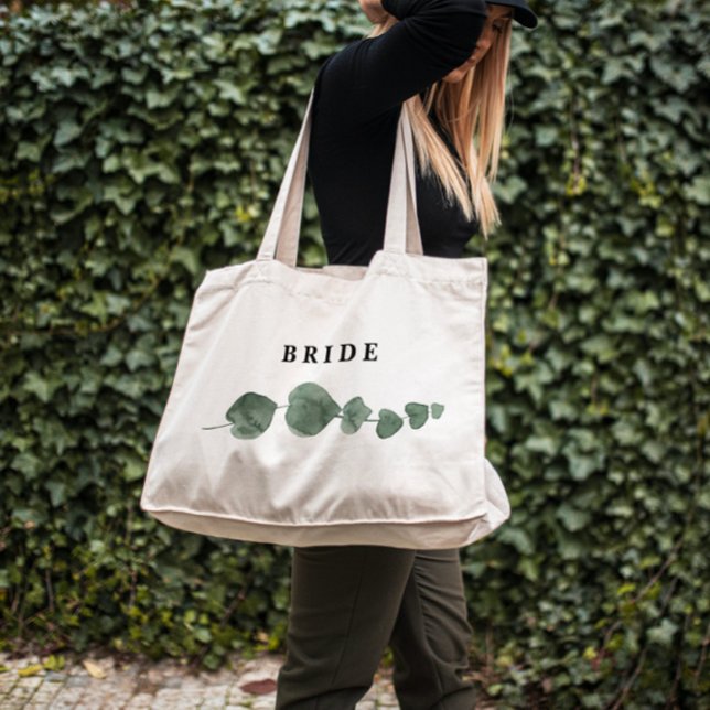 Bolsa Tote Verde fresco Watercolor Noiva (Criador carregado)
