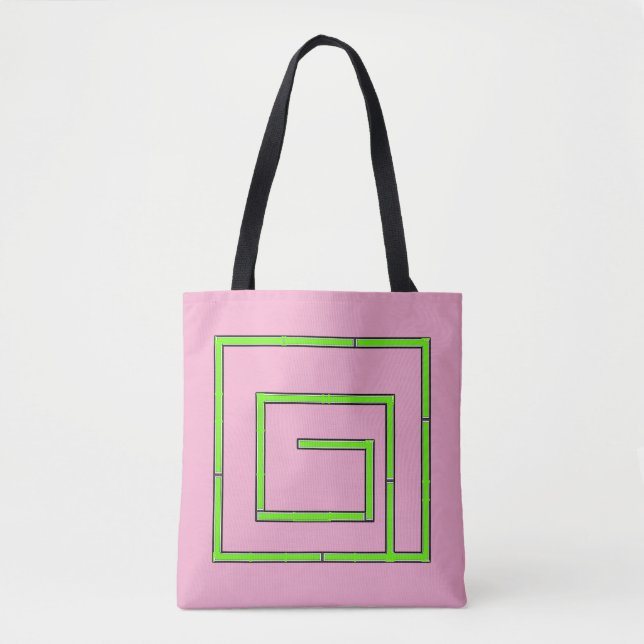 Bolsa Tote Verde Geo Rosa (Frente)