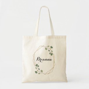 Bolsa Tote Verde Geométrico Eucalyptus Foliage Bridesmaid