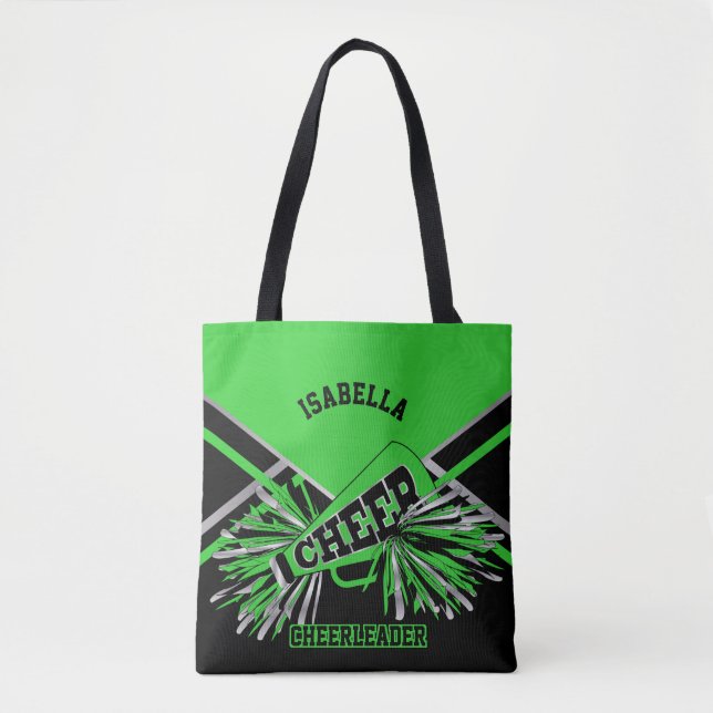 Bolsa Tote Verde limão, Prata e Cheerleader Preto (Frente)