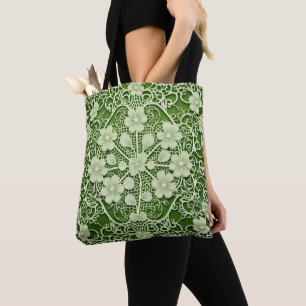 BOLSA TOTE VERDE-LUZ COM LACE OLHA OS MALDITOS CELTICOS IRLAN