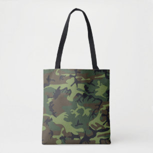 Bolsa Tote Verde, Marrom, Camuflagem Negra