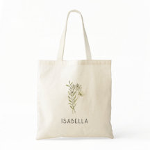 Verde Minimal Floral Nome Personalizado Moderno