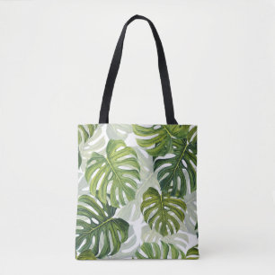 Bolsa Tote Verde Monstera Tropical Watercolor