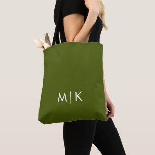 Bolsa Tote Verde Oliva Monograma Moderno